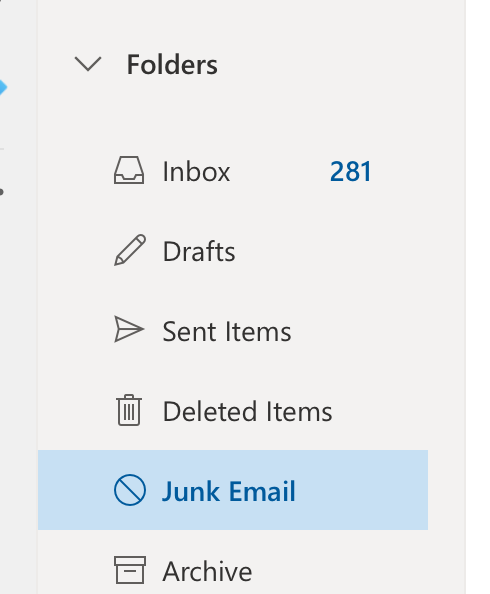 Junk folder location