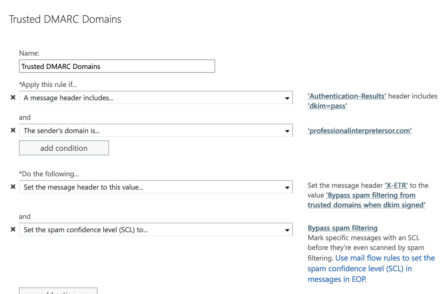 Trusted DMARC Domain Menu